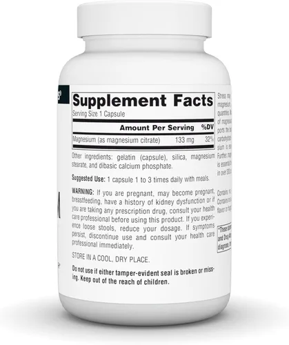 Vista 3 de Source Naturals Citrato de magnesio, apoya la salud ósea y cardíaca* 133 mg - 90 Cápsulas