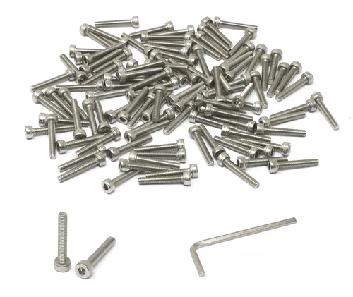 Vista 184 de iexcell Kit de tornillos de cabeza hexagonal de acero inoxidable 304, 100 unidades M2 x 0.157 in, paso de rosca de 0.016 in