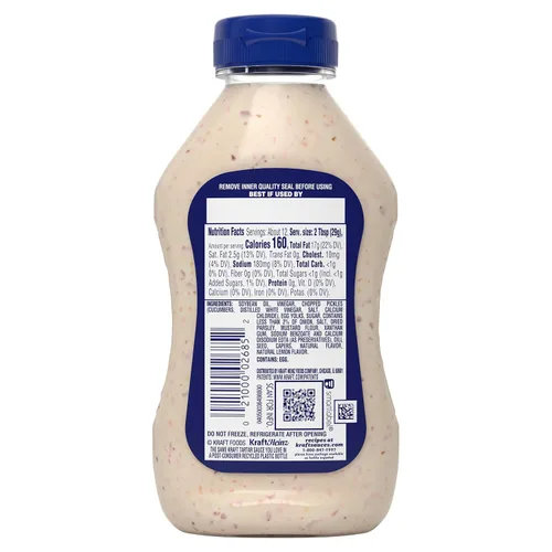 Vista 4 de Kraft Salsa tártara, 12 unidades, con limón natural y hierbas, 12 fl oz