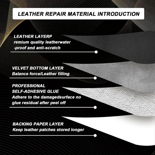 Vista 3 de Parche de reparación de cuero autoadhesivo negro para muebles, 4 x 63 pulgadas, excelente adhesión, parche de reparación de cuero autoadhesivo