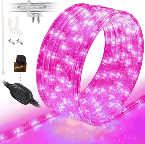 Vista 27 de Cuerda de luces LED de 10 pies, permanente, impermeable, conectable, flexible, con tubo de PVC transparente, certificado ETL, iluminación festiva