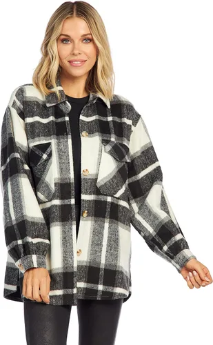 Vista 6 de Mud Pie Highland Plaid - Chaqueta de gran tamaño para mujer