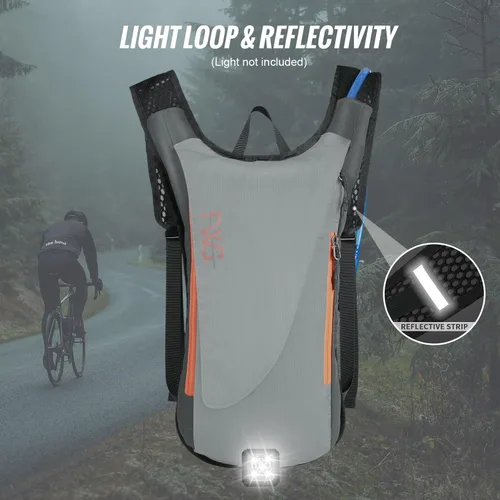 Vista 5 de Hydration Pack with 3L PEVA Water Bladder - Lightweight Hydration Backpack for MTB Cycling, Hiking, Running - Women & Men - 10L Capacity