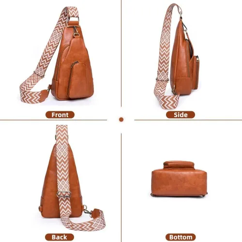 Vista 3 de Bolso bandolera para mujer, diseño vintage, bolso cruzado en el pecho, impermeable, riñonera ligera para viajes y senderismo