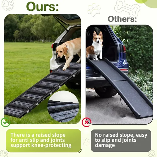Vista 2 de Rampa para perros para automóvil, SUV y camión - Rampa portátil para mascotas con escalera antideslizante y superficie antideslizante, escalones