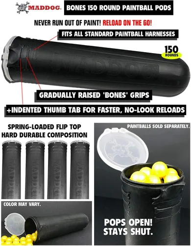 Vista 3 de Maddog 4+1 Arnés de Paintball de Nivel de Entrada con Cinturón de Paquete de Cápsulas y Bolsa Portadora de Tanque HPA CO2 Incluye (4) Cápsulas