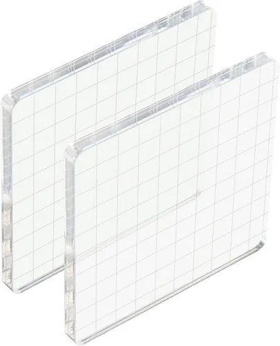 Vista 17 de PATIKIL Bloque de sello acrílico de 2 x 2 pulgadas, bloque de estampado transparente con líneas de cuadrícula, bloques de montaje decorativos