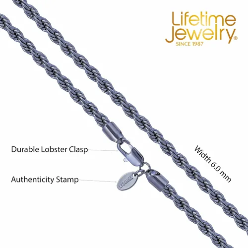 Vista 5 de LIFETIME JEWELRY Collar de cadena de cuerda de 0.236in para mujeres y hombres, chapado en oro real de 24 quilates, Chapado en oro, No es una piedra