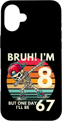 Vista 23 de Bruh I'm 8 But One-Day I'll Be 67 Retro 8th Birthday Kids Case for iPhone XR