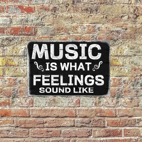 Vista 6 de EMOHAT Cartel de pared de metal para decoración de pared, letrero musical "Is What Feelings" Sound Like de aluminio, decoración de pared, hogar
