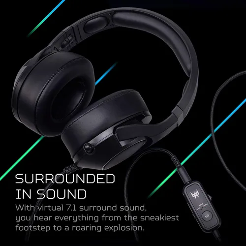 Vista 3 de Acer Predator Galea 350 - Auriculares para juegos con sonido envolvente 7.1, micrófono unidireccional con cancelación de ruido, compatible con PC