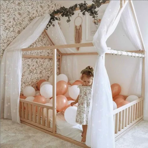 Vista 2 de Cama de suelo Montessori para niños pequeños, cama de casa Montessori, marco de cama de casa para niños, cama de piso para niños, cama de plataforma