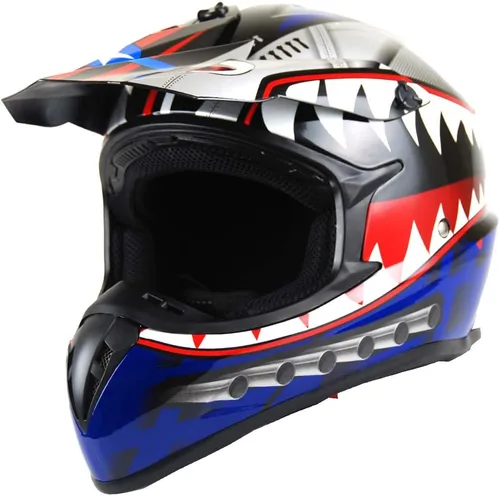 Vista 2 de 1Storm - Casco de motocross para adultos BMX MX ATV Dirt Bike Downhill Mountain Bike estilo Monster Shark Racing HKY_SC09S