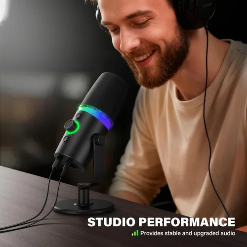 Vista 2 de Micrófono dinámico USB/XLR para juegos Streaming Podcast Grabación PC Mic
