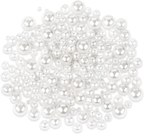 Vista 8 de Cuentas de perlas de tamaño mixto de 3/4/6/0.315 in con agujeros para hacer joyas, pulseras, collares, aretes y relleno de jarrón, kits