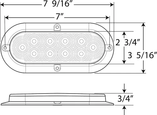 Vista 6 de Optronics STL78RK Lente Roja 6" Oval Sealed Luz LED para Montaje en Superficie
