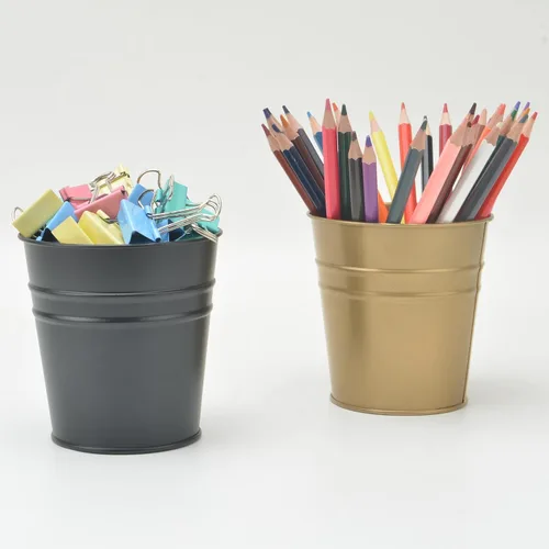 Vista 7 de Soporte para bolígrafo para escritorio, soporte para lápices, organizador de bolígrafos de metal, almacenamiento de maceta pequeña de hojalata