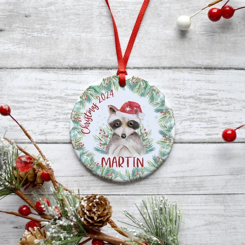 Vista 4 de Adorno de Navidad personalizado para niños con nombre y fecha, 6 diseños, metal personalizado de 3 pulgadas, aluminio, adorno de Navidad redondo
