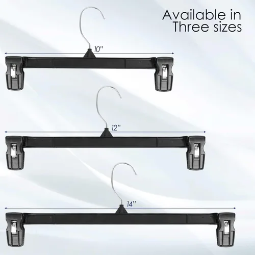 Vista 8 de Paquete de 30 perchas para pantalones, perchas delgadas de plástico de 10 pulgadas con clips para faldas, pantalones, pantalones cortos, organizador