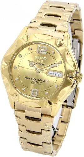 Vista 5 de SEIKO 5 Reloj automático para hombre con esfera dorada amarilla SNZ460J1, Blanco, Automático