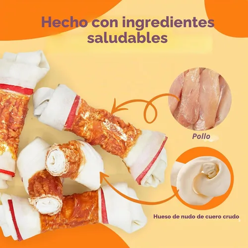 Vista 3 de Jungle Calling Huesos de nudo de cuero crudo envueltos en pollo