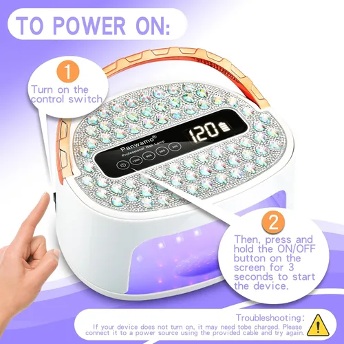 Vista 3 de Lámpara de uñas LED UV, secador de uñas inalámbrico recargable para esmalte de gel, luz UV de uñas con 45 cuentas y mango, lámpara profesional