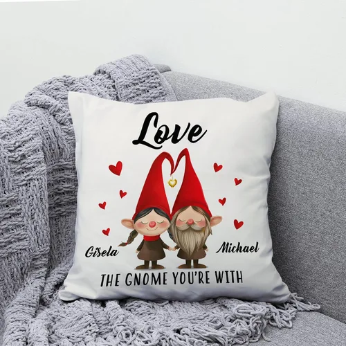 Vista 5 de Hyturtle Almohada personalizada de gnomo para pareja (inserto incluido), regalo para esposa, marido, aniversario, boda, cumpleaños, despedida