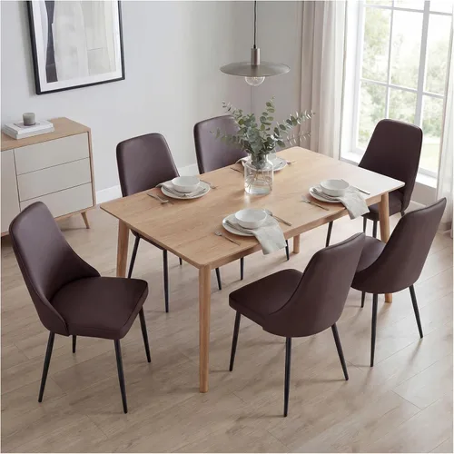 Vista 11 de Sillas de comedor de piel sintética, modernas y tapizadas, sillas de cocina, sillas auxiliares de cena con respaldo curvado y patas de metal