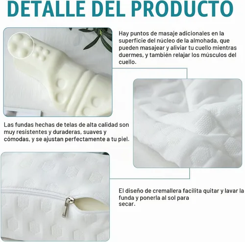 Vista 5 de Almohada cervical para el cuello, almohada de espuma viscoelástica para dormir de lado (azul)