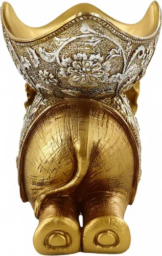 Vista 8 de Lescafita Escultura de Elefante Africano Dorado, Exquisita Decoración Animal para el Hogar, con Bandeja de Almacenamiento en la Parte Superior