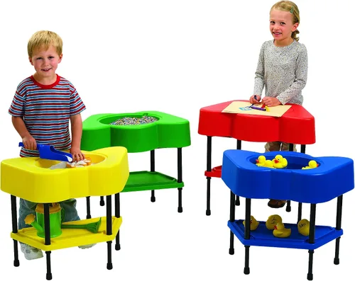 Vista 23 de Children's Factory - Mesa sensorial para niños pequeños con tapa, azul, AFB5100PB, actividades de arena y agua ajustables para niños, guardería