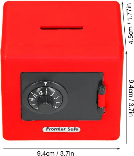 Vista 6 de Caja de ahorro de dinero, cerradura codificada Gran espacio seguro moneda bancos de efectivo para niños para uso diario (rojo)