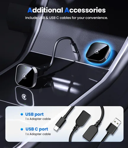 Vista 9 de Teeran Adaptador inalámbrico CarPlay y Android Auto 2 en 1
