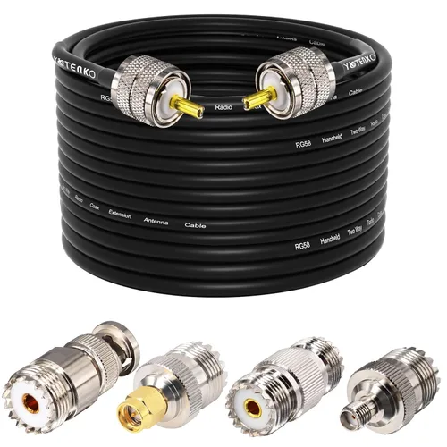 Vista 20 de Cable de puente PL259 de 1 pie - Cable coaxial RG58 de 15 pulgadas corto 50 ohmios coaxial para medidor SWR radio de radioaficionado radio CB