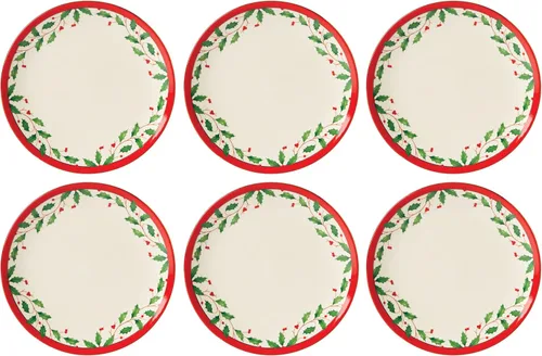 Vista 6 de Lenox Holiday - Juego navideño para postres de 12 piezas, 9.92, rojo y verde