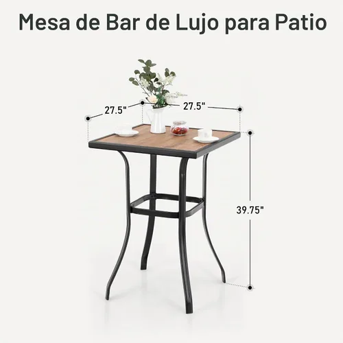Vista 5 de PHI VILLA Mesa para exteriores de altura de barra, mesa de patio alta 27.5