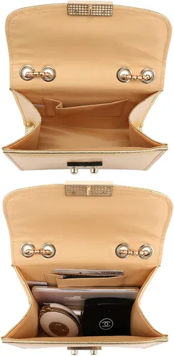 Vista 5 de Dasein Bolso cruzado pequeño para mujer, bolso de noche de diseñador, bolso de mano para bodabaile de graduaciónfiesta con doble correa de cadena