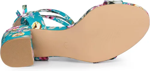Vista 5 de Allegra K Sandalias de tacón de bloque para mujer con cordones