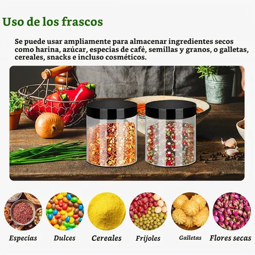 Vista 5 de SLifeJars Tarros de plástico de 8 onzas con tapas, paquete de 24 recipientes de plástico transparente, apilables, redondos, vacíos, transparentes