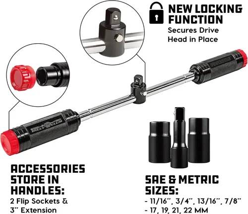 Vista 2 de Powerbuilt Billy Club - Llave universal para cambiar los neumáticos del vehículo rápidamente, romper tuercas sueltas, servicios de emergencia