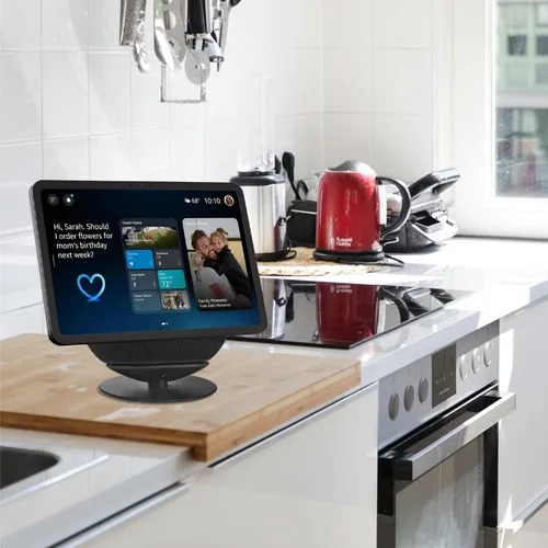 Vista 7 de Soporte ajustable diseñado para Echo Show 8 y 11 (versiones 2025), también compatible con Google Nest Hub, base antideslizante