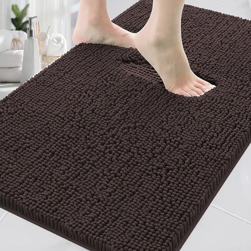 Vista 28 de Alfombras de baño en forma de U, alfombras de baño de felpilla súper absorbentes y respaldo antideslizante de PVC fuerte para inodoros, lavables a