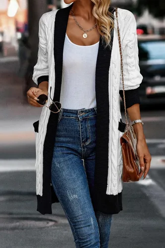 Vista 5 de PRETTYGARDEN Womens 2024 Fall Open Front Loose Cable Knit Long Sleeve Cardigan Sweaters