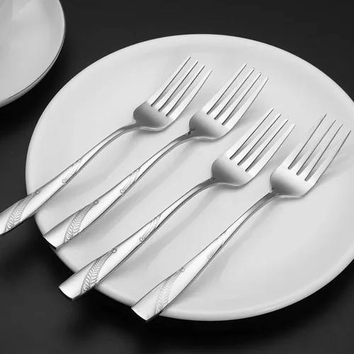 Vista 4 de Bringer Tenedor de postre de acero inoxidable, juego de tenedores pequeños para pasteles/ensaladas, paquete de 12