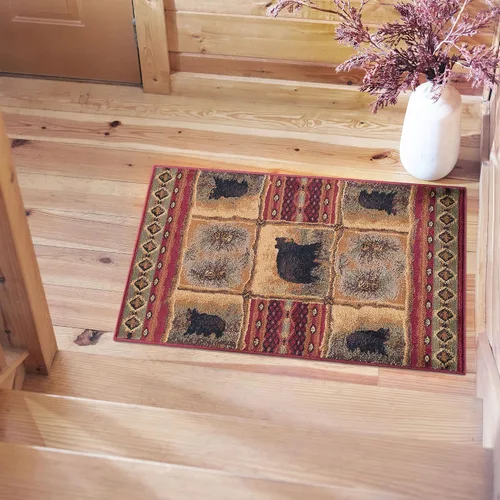 Vista 13 de Sierra Bear - Alfombras rojas de 8 x 10 pies para sala de estar, dormitorio o comedor, cabaña, casa de campo, alfombras para sala de estar