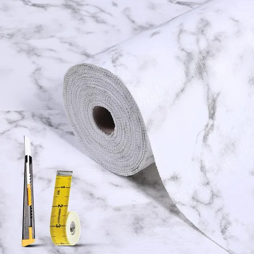 Vista 30 de Lámina para revestir estantes y cajones de cocina y baño, impermeable, antideslizante, sin adhesivo, fácil de limpiar, incluye cuchillo y cinta