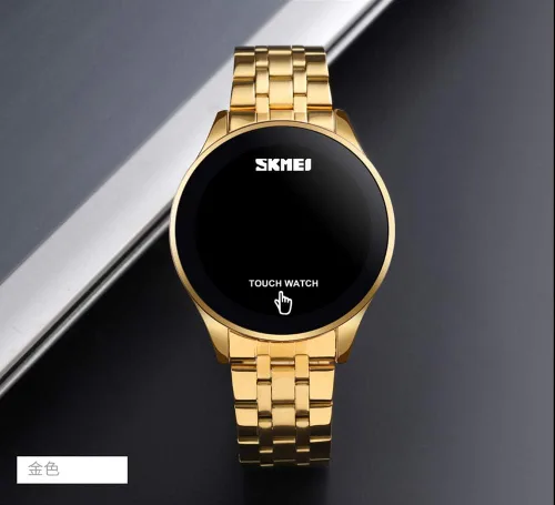 Vista 3 de PASOY Reloj digital LED con pantalla táctil, retroiluminación verde, acero inoxidable, impermeable, casual, deportivo, para hombres, mujeres y niños