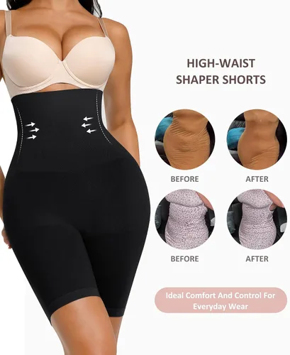 Vista 2 de FeelinGirl Fajas moldeadoras de cintura alta para mujer, pantalones cortos de control de levantamiento de glúteos