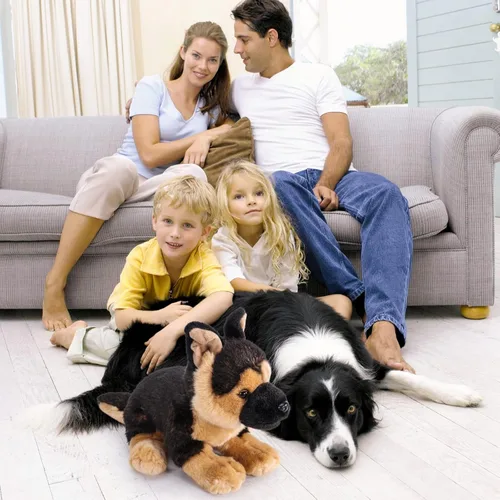 Vista 5 de Animal de peluche de pastor alemán, 16 pulgadas, suave y realista, juguete de peluche para niños y niñas, abrazable y lavable, no desprende pelusa