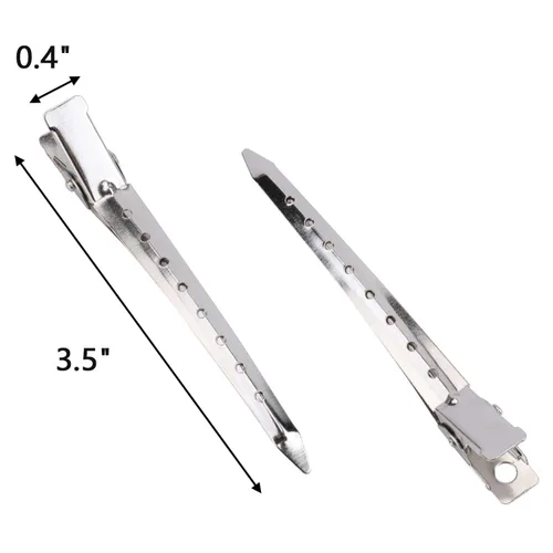 Vista 2 de Hedume Paquete de 200 pinzas para el pelo con agujeros, 3.5 pulgadas de metal inoxidable para rizos de cocodrilo para salón y mujeres y niñas